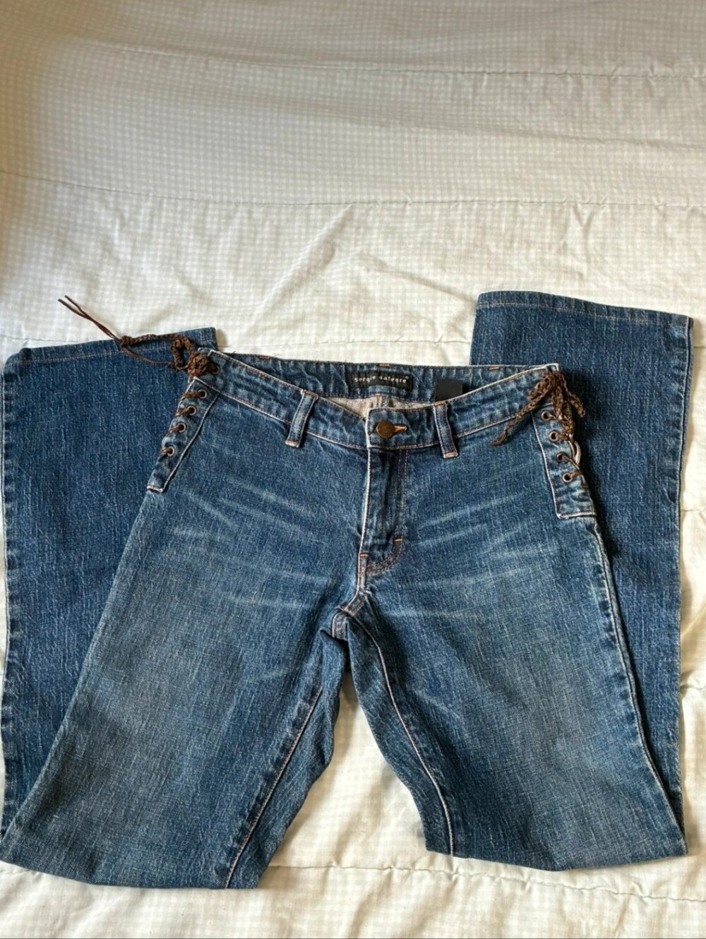 Vintage Sergio Valente Blue Lace-Up Bootcut Jeans Please Read